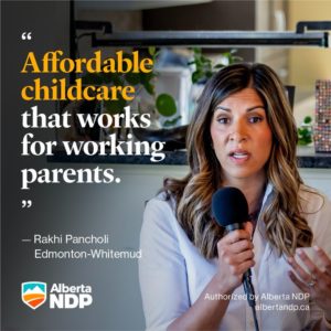 An Alberta NDP government has a plan for better access to childcare. We will expand affordable childcare to include before-and after-school care — and deliver $10/day childcare by the end of 2024. So this week, vote for a better future for Alberta families.