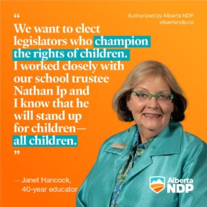 Educators are coming out to support our plan to reduce class sizes, build schools and deliver a modern curriculum. Thank you to Janet Hancock for her powerful endorsement of
